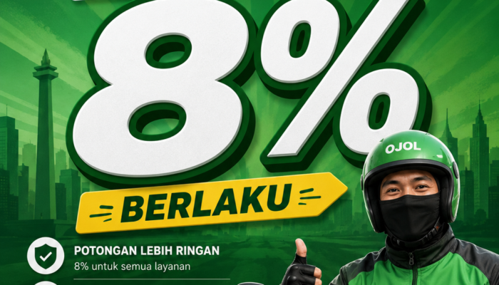 GoTo dan Grab Resmi Terapkan Potongan Tarif Ojol 8 Persen Mulai 1 Juli 2026