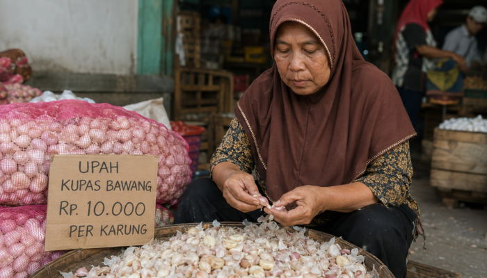 Upah Rp700 Ribu per Kilogram Disebut Prabowo, Buruh Pengupas Bawang di Solo Hanya Dibayar Rp30 Ribu Sehari