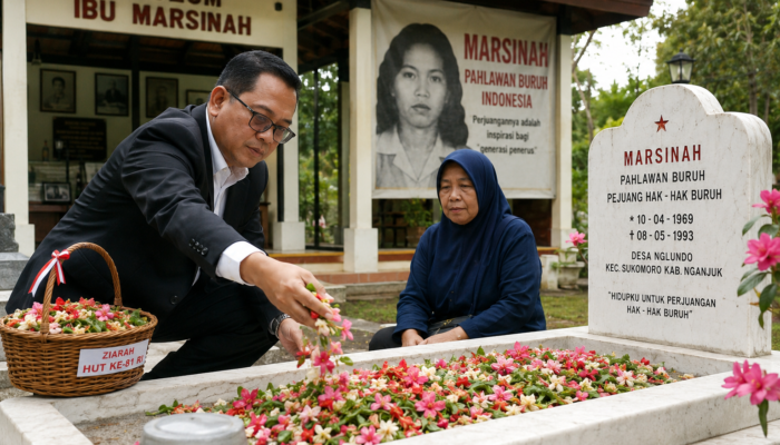 HUT ke-81 RI, Hakim PHI Ziarah ke Makam Pahlawan Nasional Marsinah