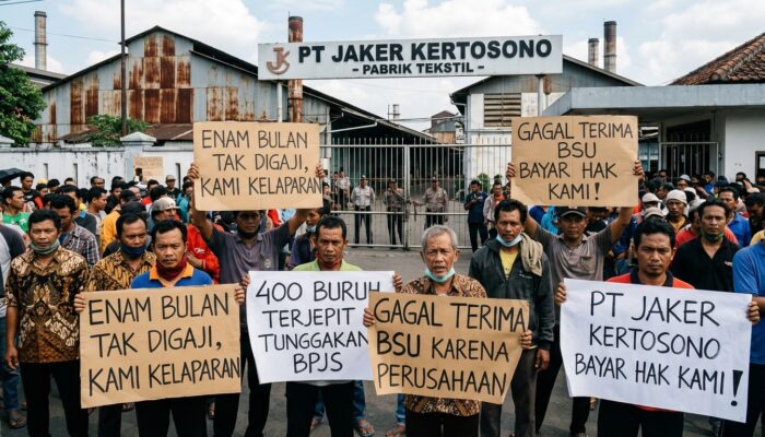 Enam Bulan Tak Digaji, 400 Buruh PT Jaker Kertosono Terjepit Tunggakan BPJS dan Gagal Terima BSU
